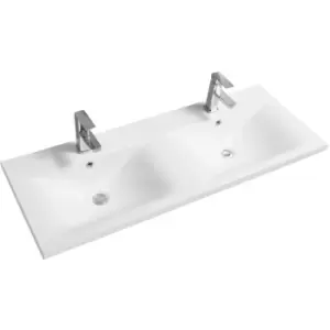 Image of Thin-Edge 5089 Ceramic 121cm Double Inset Basin with Dipped Bowl - size - color