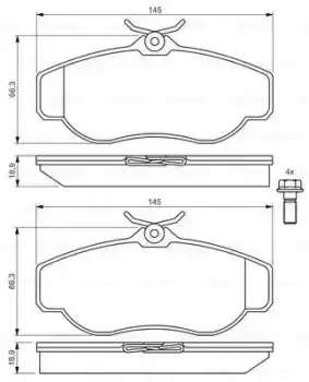 Image of Bosch 0986424565 BP312 Brake Pad Set Disc Brake Front Axle