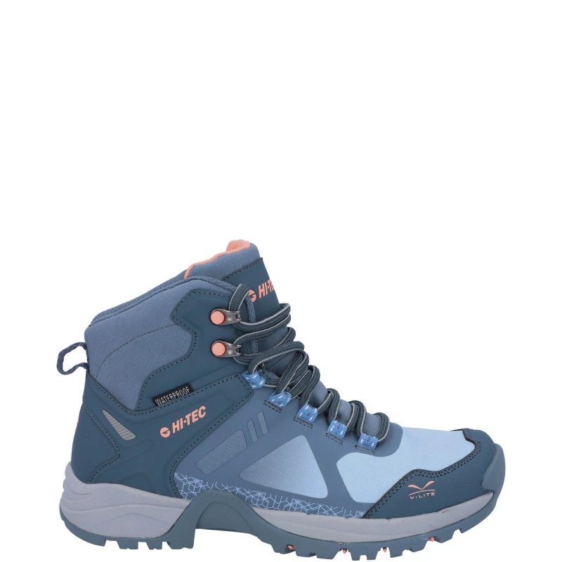Image of Hi Tec Womens V-Lite Psych Walking Boots UK Size 8 (EU 42) Dark Turquoise Blue Pink HIT083-TURPNK-8