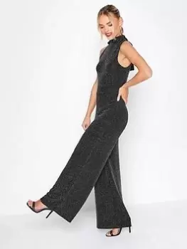 Image of PixieGirl Petite Black Brillo Halter Jumpsuit, Black, Size 10, Women