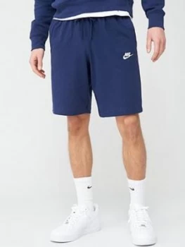Image of Nike Club Jersey Shorts - Navy/White, Size L, Men