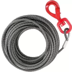 Image of VEVOR Galvanized Steel Winch Cable, 3/8" x 100' - Wire Rope with Hook, 8800 Lbs Breaking Strength - Towing Cable Heavy Duty, 6x19 Strand Core - for Ro