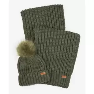 Image of Barbour Saltburn Beanie & Scarf Set - Green