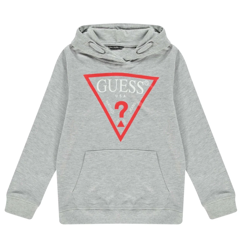 Image of Guess Kids Triangle Logo Hoodie Sweatshirt 14390783 Grey