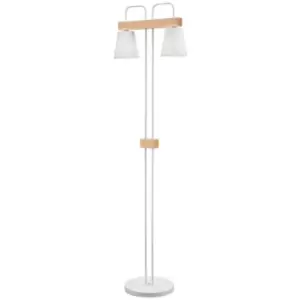 Image of Lamkur Lighting - Enrico Multi Arm Floor Lamp With Fabric Shade, White, 2x E27