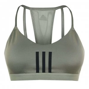 Image of adidas Womens All Me 3-Stripes Mesh Sports Bra - LegacyGreen/Blk