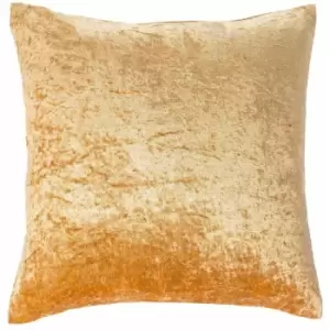 Image of HOMESCAPES Mustard Gold Luxury Crushed Velvet Cushion Cover, 45 x 45cm - Yellow