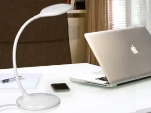 Image of Scoop Stylish LED Desk Table Lamp White Flexible Arm Switched, 550lm, 4000K