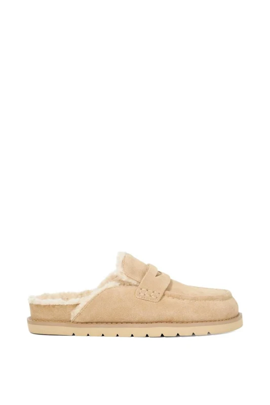 Image of Dune London Womens 'Goldys' Suede Mules in Beige Size: 4 Beige Female 4
