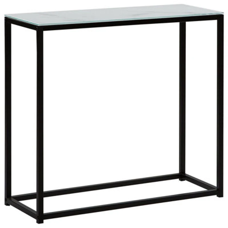 Image of Beliani Console Table Delano Tempered Glass Marble/ Black