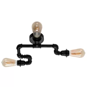 Image of Luiggi Black 3 Way Staggered Steampunk Pipe Ceiling Light