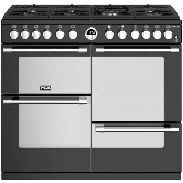 Image of Stoves Sterling ST STER S1000DF MK22 BK 100cm Dual Fuel Range Cooker - Black - A Rated