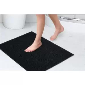 Image of Emma Barclay - Noodle Shower Mat Black 40x60cm Non-Slip Chenille Mat - Black