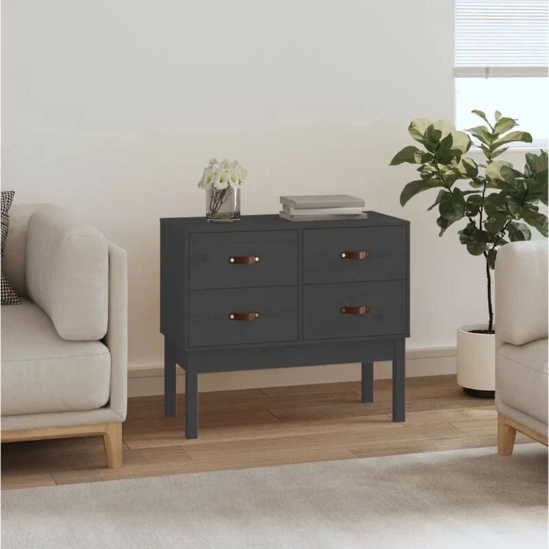 Image of Vidaxl Console Cabinet Grey 90X40X78cm Solid Wood Pine, Grey 821741