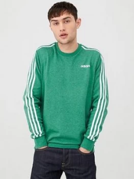 Image of Adidas 3 Stripe Linear Crew Neck Sweatshirt - Green