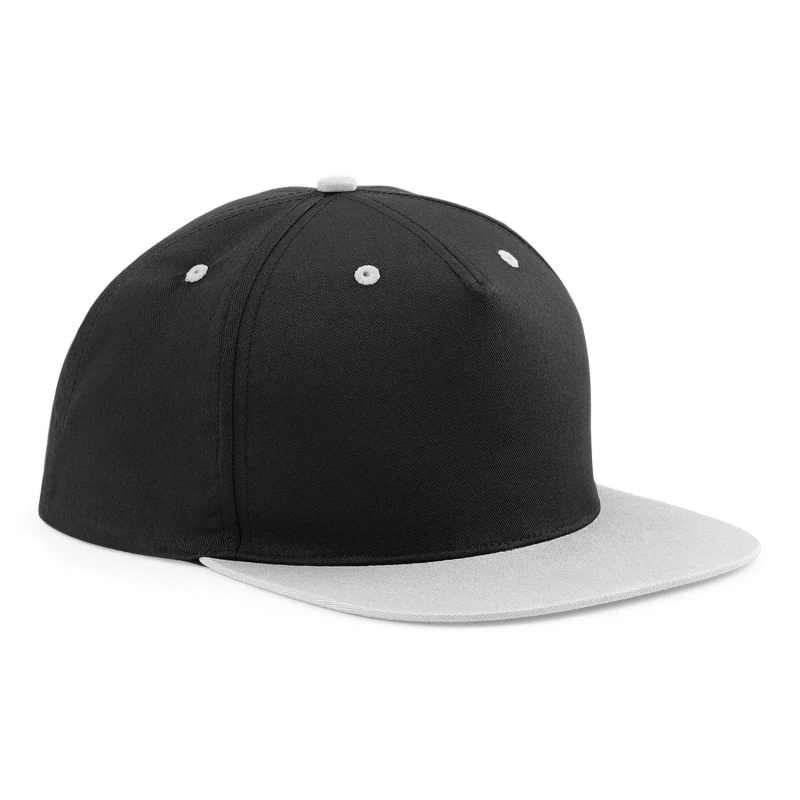 Image of Beechfield Beechfield Men 5 Panel Contrast Snapback Cap in Jet Black Jet Black One Size Male 5054171879243