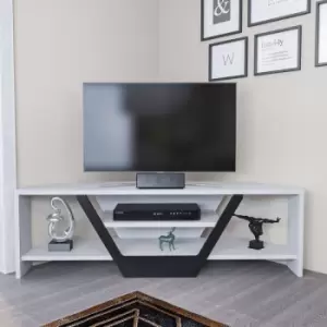 Image of Decorotika Sares 120 Cm Modern TV Unit, TV Cabinet, TV Console, TV Stand With Open Shelves - White And Black