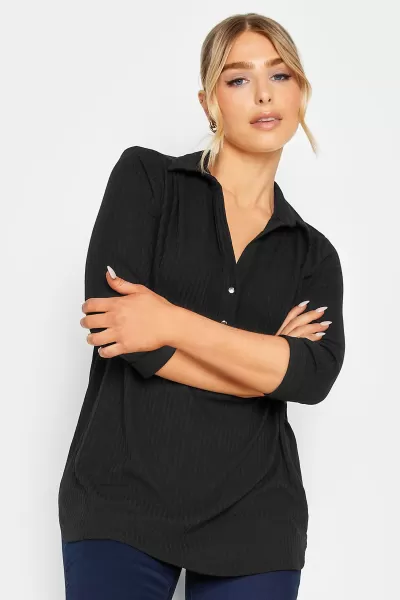 Image of Ribbed V-Neck Shirt