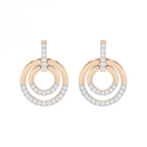 Image of Ladies Swarovski Two-tone steel/gold plate Circle Earrings