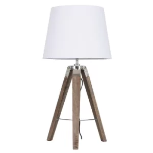 Image of Clipper Light Wood Tripod Table Lamp with White Aspen Shade