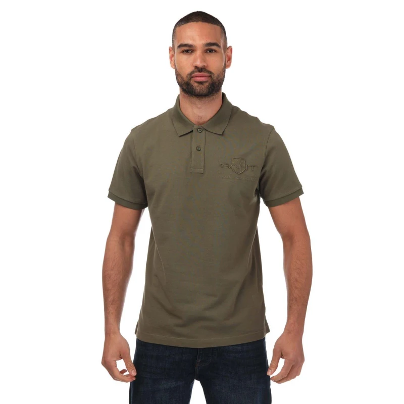 Image of Gant Tonal Shield Polo - Green Green S