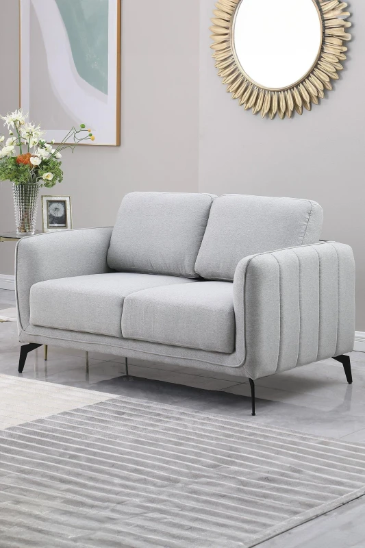 Image of More4homes Oslo Modern Scandi Style Fabric Living Room 2 Seater Sofa Light Grey 5.05574E+12