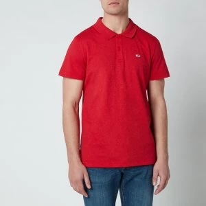 Image of Tommy Jeans Mens Essential Jersey Polo Shirt - Deep Crimson - S