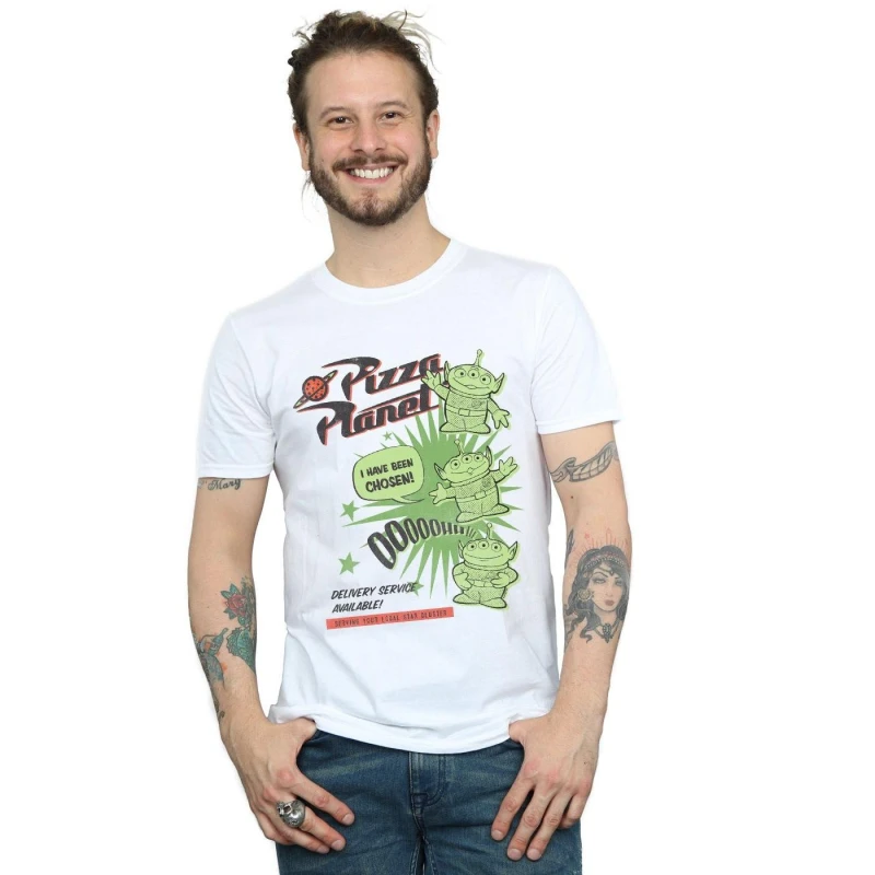 Image of Disney Toy Story 4 Pizza Planet Little Green Men T-Shirt in White Size: Small White S Male 5059308524508