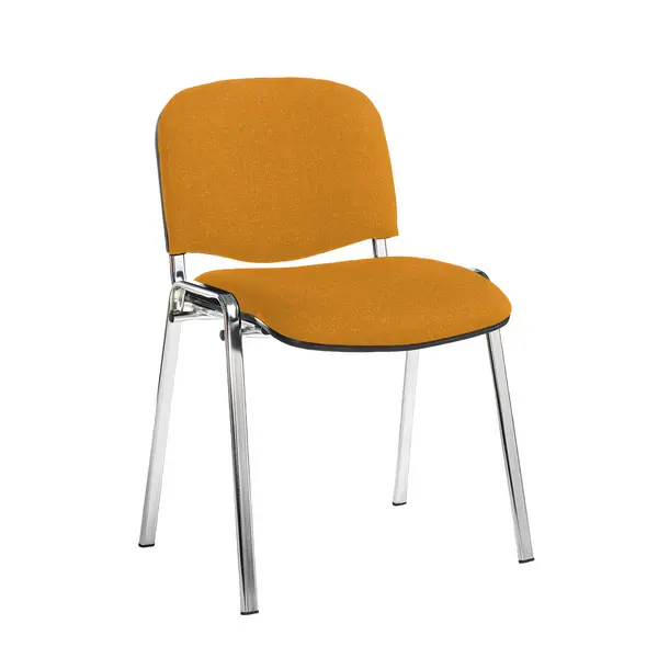 Image of Taurus Padded Stackable Waiting Room Chair - Chrome - No Arms - Solano Yellow