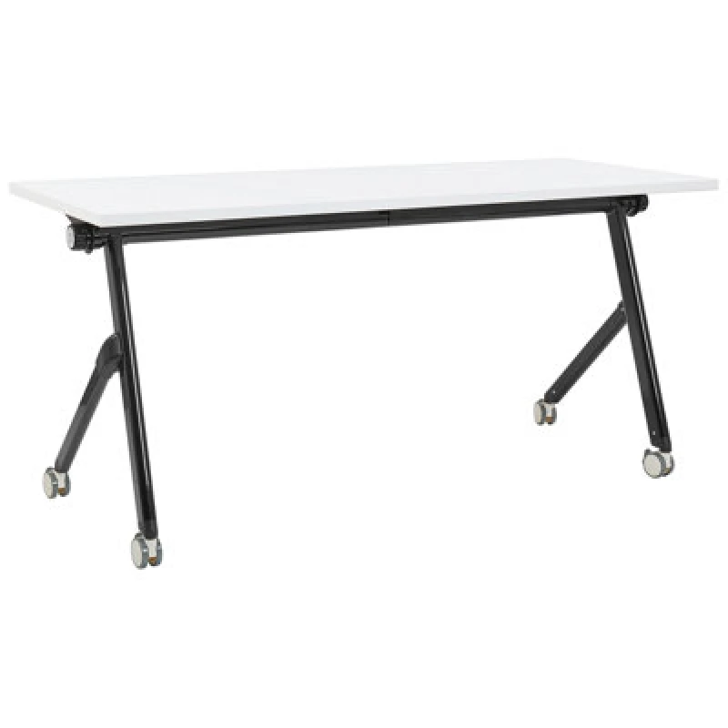 Image of Beliani Foldable Office Desk Bendi White 160 Cm 60 Cm With Wheels