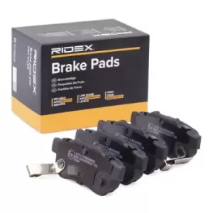 Image of RIDEX Brake pad set 402B0448 Brake pads,Brake pad set, disc brake HONDA,Jazz II Schragheck (GD_, GE3, GE2),CIVIC VI Hatchback (EJ, EK)