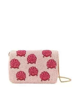 Image of Accessorize Shell Hand-Beaded Chain Strap Clutch Bag