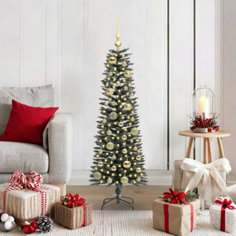 Image of vidaXL Artificial Christmas Tree with Stand, Gold Balls Green 40.5 x 40.5 x 120 cm, Green 3395920