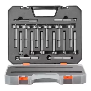 Image of VEVOR Forstner Bit Set, 16 Pcs Forstner Drill Bits Set, 1/4" to 1-5/8", Carbon Steel, with Universal Round Shank, Forstner Drill Bit for Wood and Comp