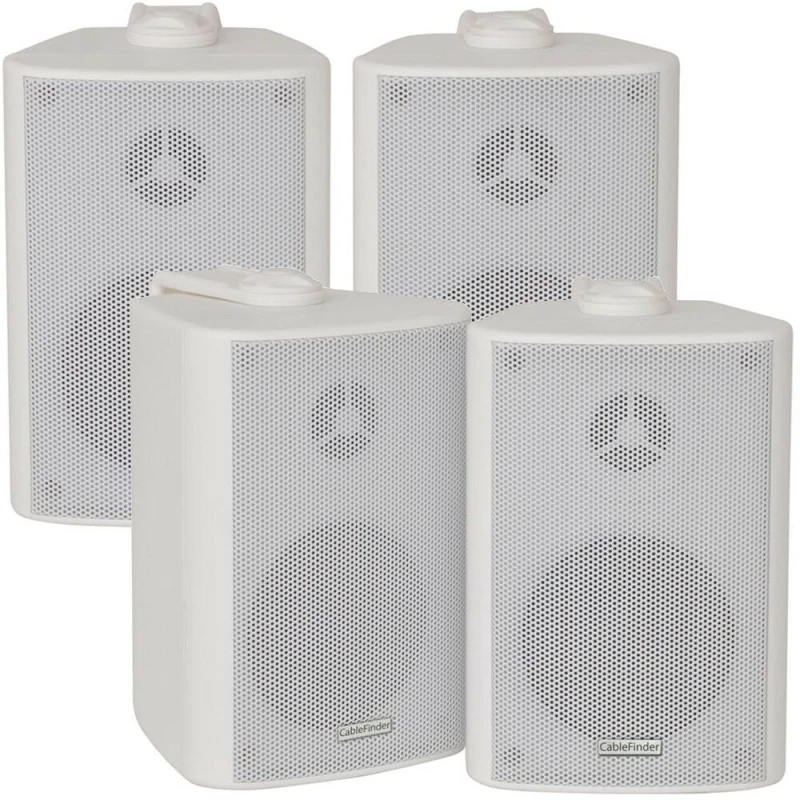 Image of Loops SMART HOME Bluetooth Amplifier & 4 White Wall Mount Speaker Kit Compact HiFi Amp White unisex