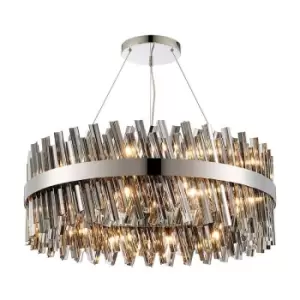 Image of Luminosa Kalih 24 Light G9, Ceiling Pendant Round, Polished Nickel, Smoke Item Weight: 23.13kg