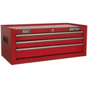 Image of 670 x 315 x 255mm red 3 Drawer mid-box Tool Chest Lockable Storage Unit Cabinet