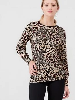 Image of Oasis Animal Balloon Sleeve Crew Neck - Natural, Size S, Women