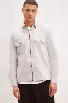 Image of Mens Relaxed Fit Zip Through Twill Overshirt