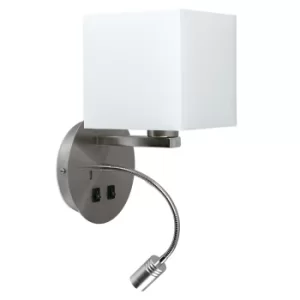 Image of Solara Hotel Wall Light in Brushed Chrome with USB
