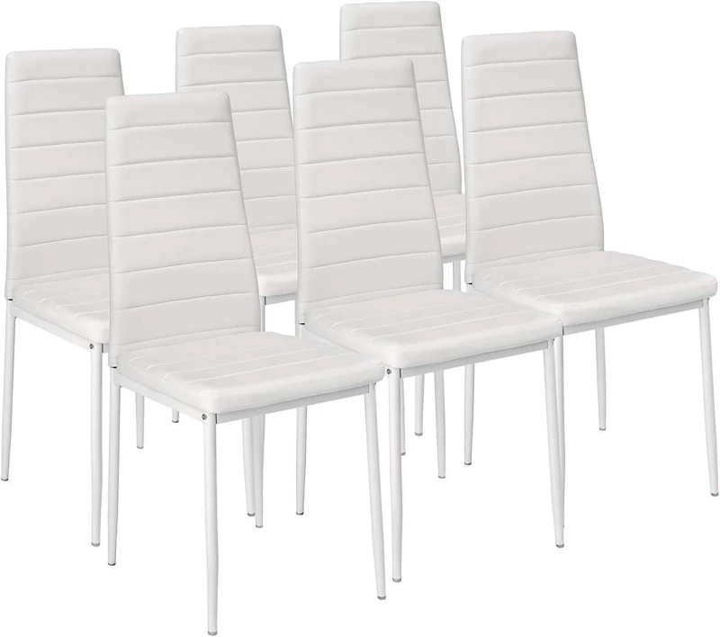 Image of KOSY KOALA KOSY KOALA Dining Chairs Set of 6 White Leather Kitchen Chairs in Black One Size Unisex 5060711583075