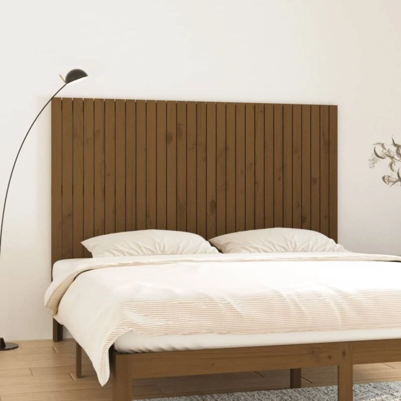 Image of Vidaxl Wall Headboard Honey Brown 185X3X110 Cm Solid Wood Pine, Brown 824966