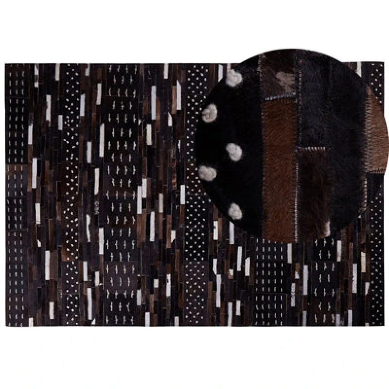 Image of Beliani Rug Akseki Dark Brown 160 X 230 Cm Leather