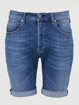 Image of Replay Waitom Denim Shorts - Mid Blue