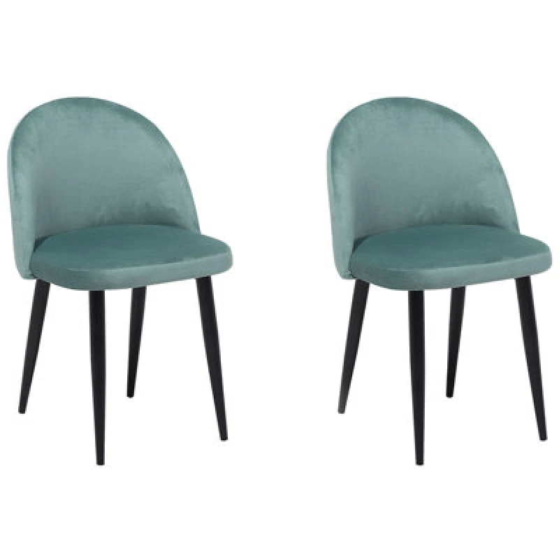 Image of Beliani Set Of 2 Dining Chairs Visalia Velvet Mint Green