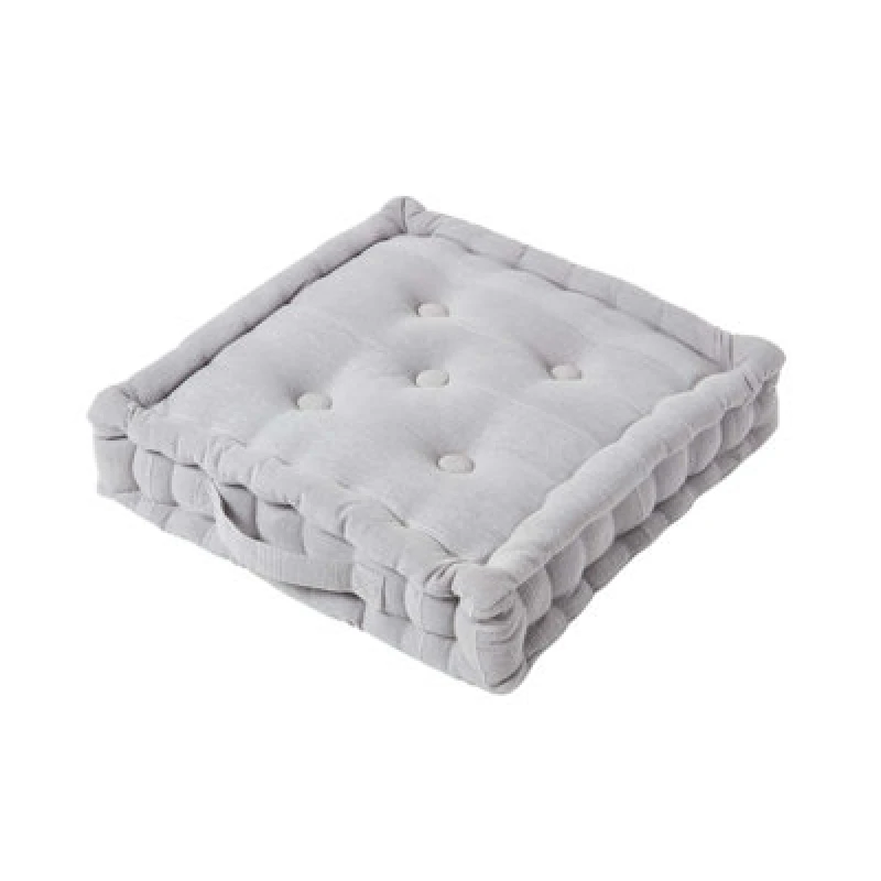 Image of Homescapes Rajput Ribbed Cotton Floor Cushion Light Grey