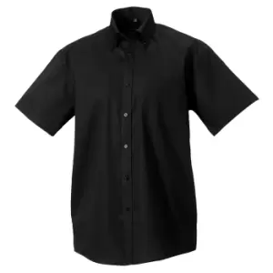 Image of Russell Collection Mens Short Sleeve Ultimate Non-Iron Shirt (15inch) (Black)