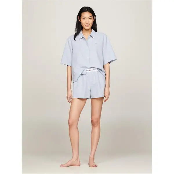 Image of Tommy Hilfiger THB Linen Pjset Ld43 Short Sleeve Pyjama Sets 8 (XS) Blue 42931918310
