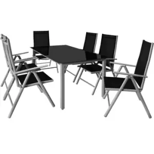 Image of 6 Seat Garden Table & Chairs Bern Silver Aluminium Foldable