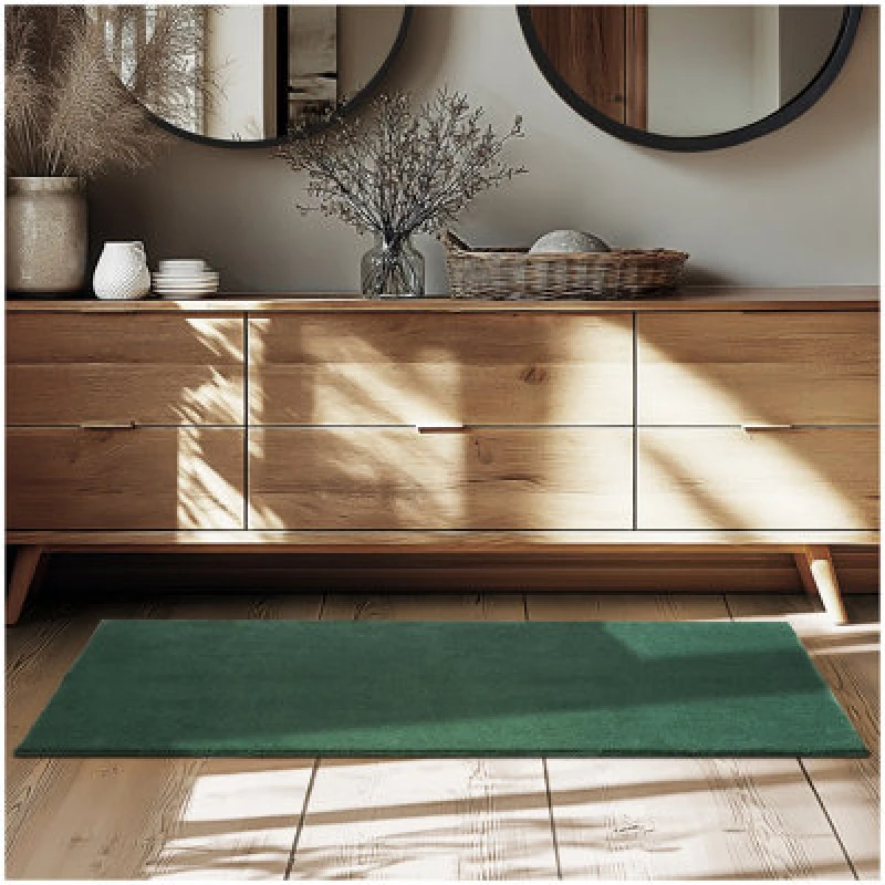 Image of Tectake Rug Zonelle - Short Pile And Ultra-Soft, Rectangular Or Round 80 X 150 Cm - Green